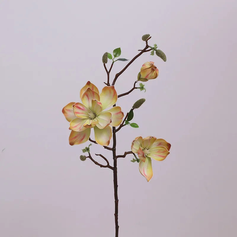 décoration intérieure branche magnolia artificielle fleurs rose blanches naturel salon maison événements