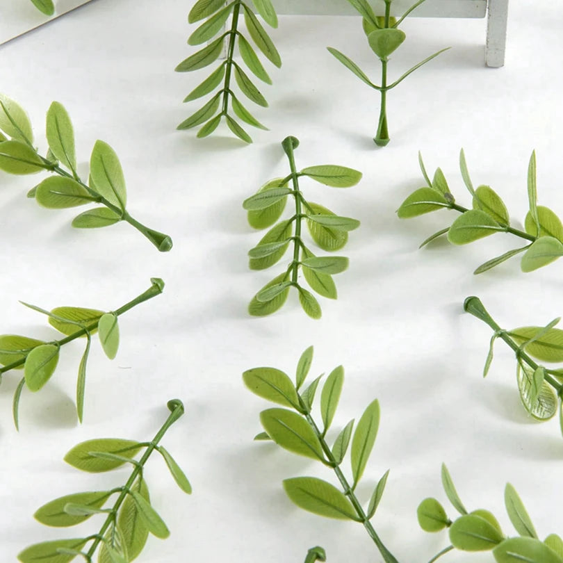 feuilles artificielles vertes decoration murale noel mariage 50 pieces naturel minimaliste exposantextérieur bricolage scrapbooking