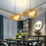 lampe suspendue bambou tressée moderne salon chambre led naturelle artisanale 60 80 cm