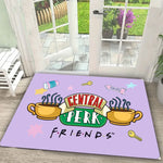 tapis d'entrée vert beige motif central perk tasses bienvenue moderne antidérapant résistantextérieurintérieur
