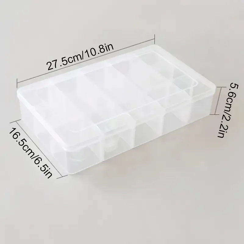 boîte rangement transparente rubans décoratifs différents motifs pratique moderne 15 compartiments polypropylène réutilisable