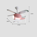 ventilateur moderne hélicoptère bleu rose enfantin led télécommande lumières