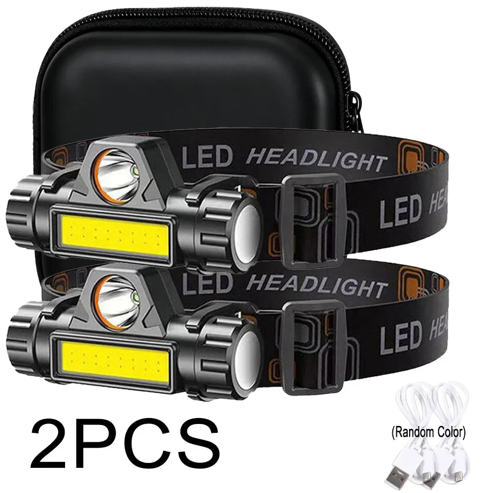 lampe frontale led rechargeable usb étanche aimant ceinture noire moderne