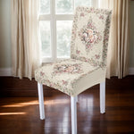 housses chaise fleur brodées beige rose vintage adhésif élastique polyester coton spandex