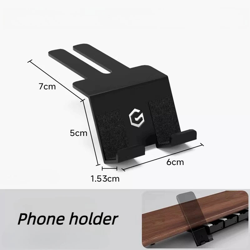 support multifonction bois foncé blanc moderne adhésif support portable smartphone montre casque câbles tiroir
