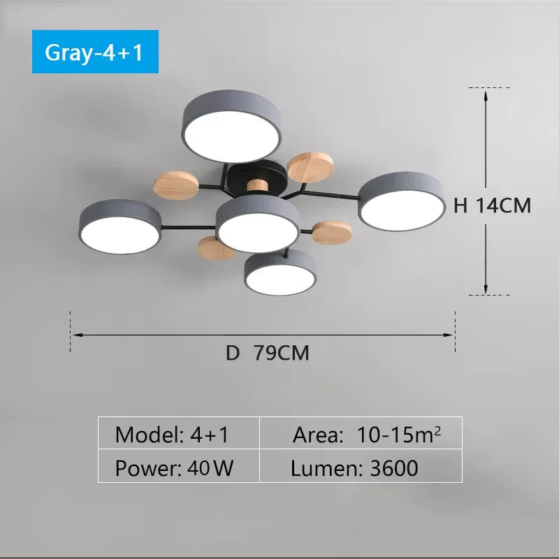 plafonnier led moderne gris bois clair suspension acrylique minimaliste 40w 3600lm 220v