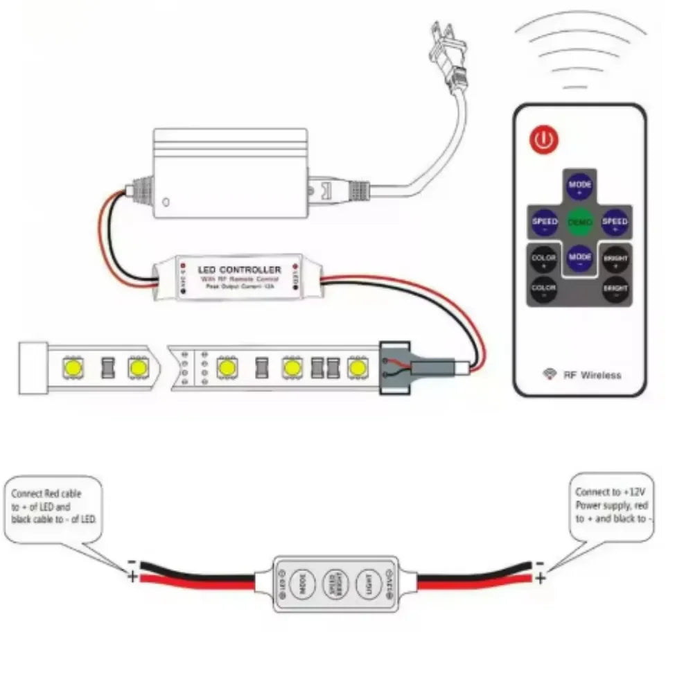 contrôleur wifi ruban led blanc bleu jaune moderne adhésif câbles wifi 12v 24v