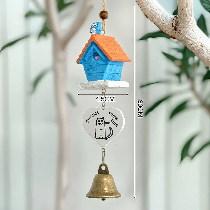 ornements résine cloches jardin japonais totoro animal compagnie motifs bois opaque artisanal