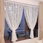 rideau blanc broderie florale polyester transparent classique oeilletsextérieur thermique lumière