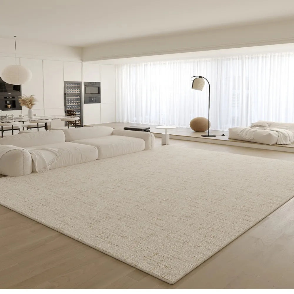 tapis moderne beige clair salon doux antidérapant non slip décoration maison chambre qualité polyester