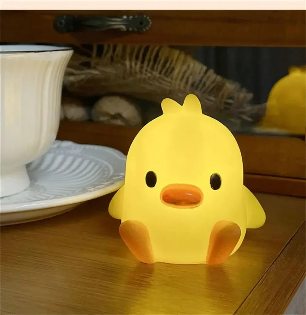 veilleuse table forme poussin jaune clair dessin animé mignonne lampe led chambre enfant cartoonganopsy