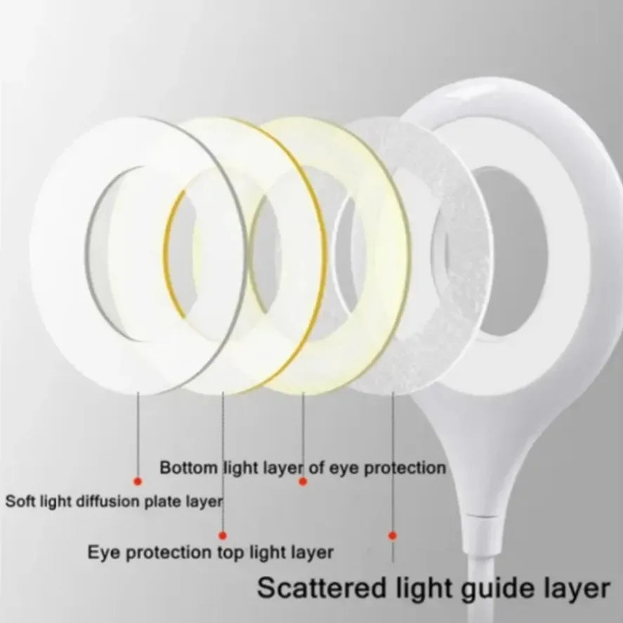 lampe multifonctionnelle usb blanc moderne flexible ronde lumineuse protection yeux étude lecture portable