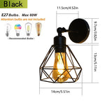 lampe murale industrielle vintage cage métallique noire ampoule E27 chambre entrée étude