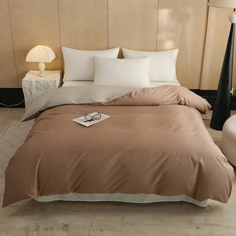 ensemble literie coton 100% uni moderne gris clair beige rose pâle doux adultes maison