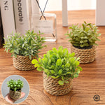 plante artificielle vert clair feuilles simples pot paille rustique décoration intérieure externe exposée