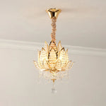 lustre pendentif crystal feuilles lotus doré éclairage led touch switch élégant salon chambre