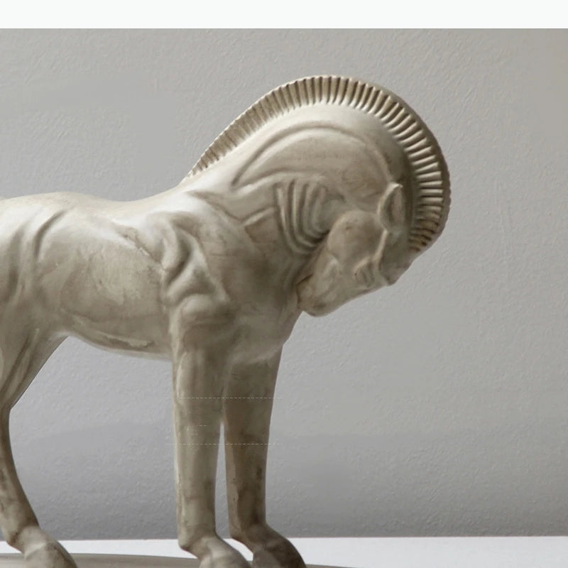 statue cheval moderne texturée beige gris décoration chambre art deco sculpté