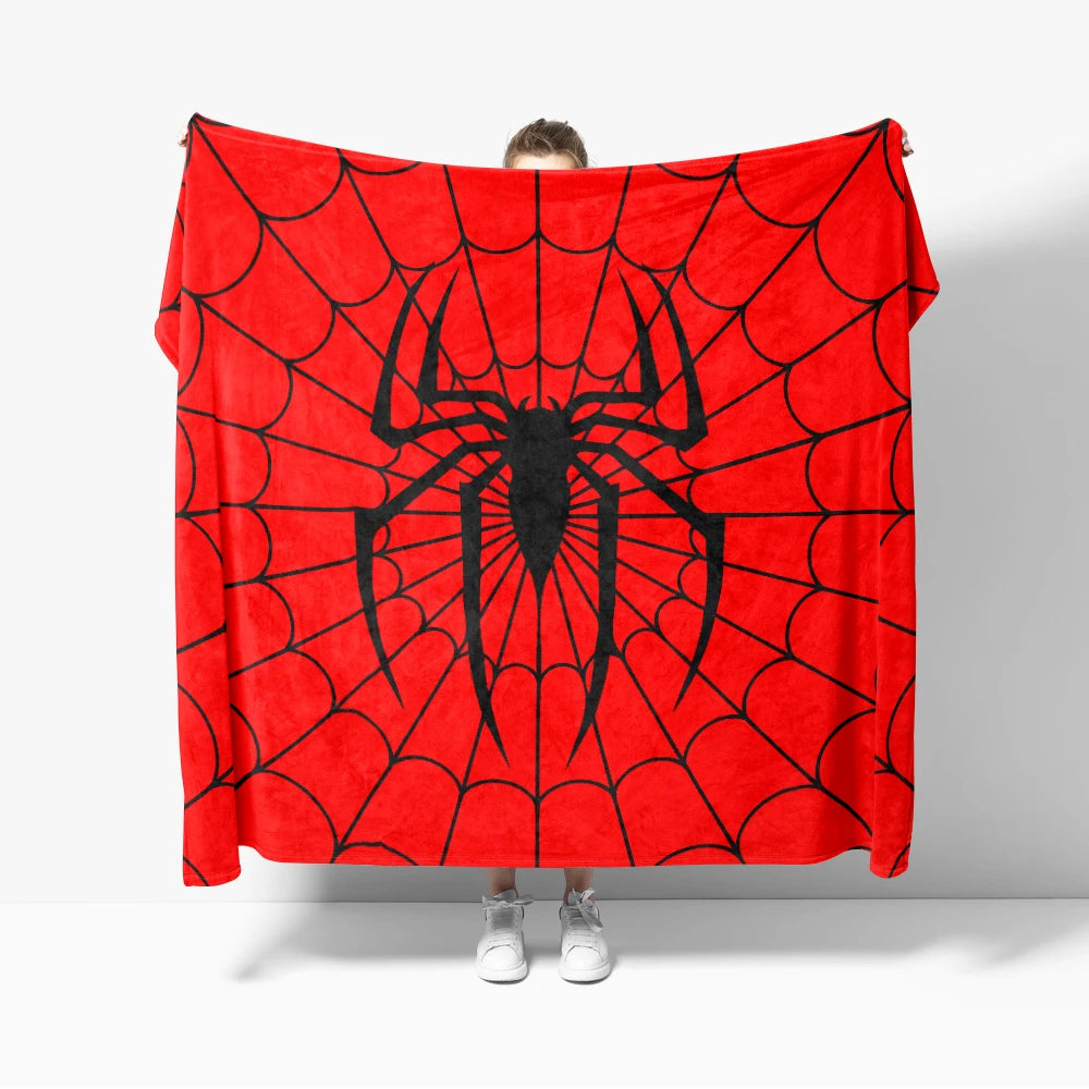 couverture graphique moderne toile d'araignée rouge noire polaire peluche printemps automne