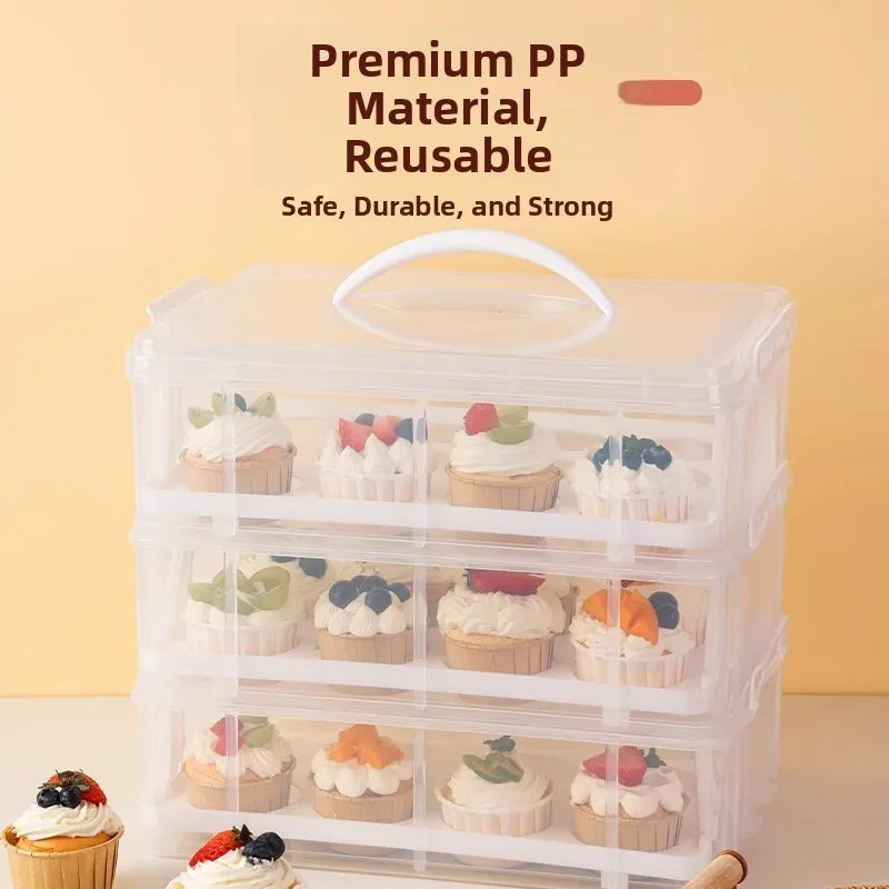 boîtes cupcakes transparentes plastique multi niveaux rotatives poignée détachable modernes