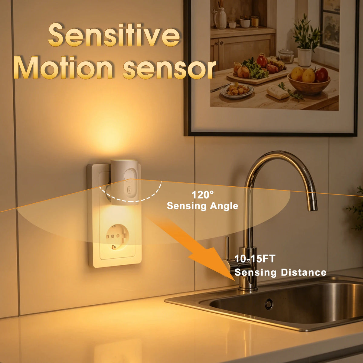 veilleuse détecteur mouvement led blanc flux lumineux faible certification rohs cem moderne minimaliste
