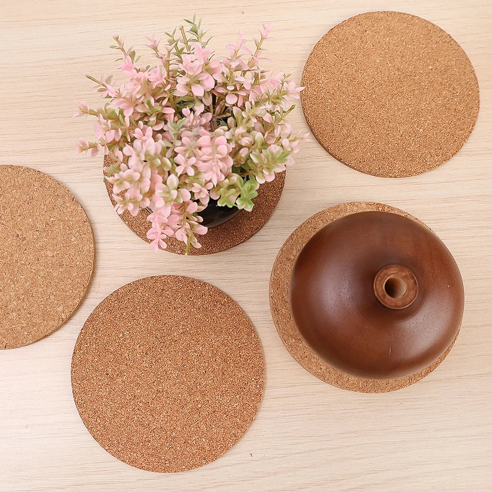 coasters liège marron clair simples rustiques antidérapants table decoration maison