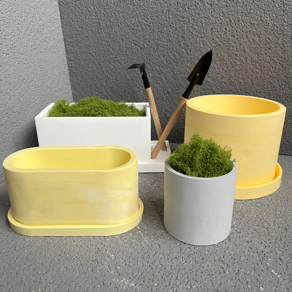 jardin pots silicone moderne jaune blanc gris mat opaques variés tailles