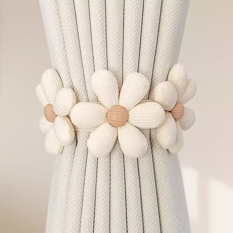 rideaux polonais bohèmes coton fleuri élastiques anneaux boucles moderne chambre enfant decoration maison