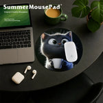 tapis souris chat noir tasse dessin animé 22cm 22cm antidérapant caoutchouc durable
