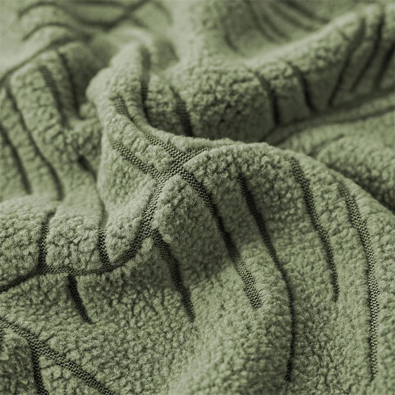 Housse canapé inclinable places vert olive imprimé feuilles moderne adhésif Jacquard polyestère