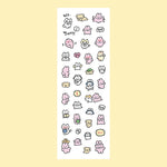 sticker kawaii animal mignon dessin animé rose blanc bleu vert gris noir adhésif personnages
