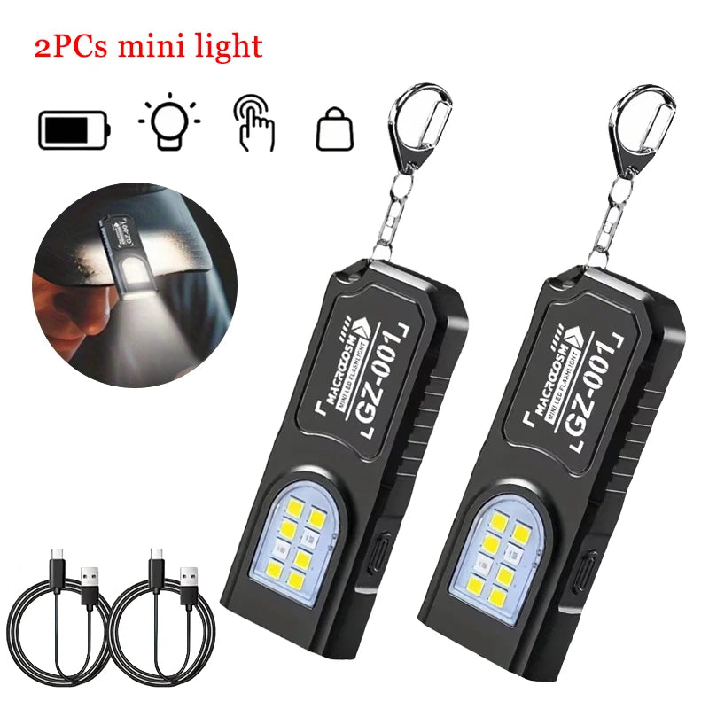 lampe torche led rechargeable porte cle compact 10w 550lm noir abs urgence