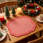serviettes table coton bordure brodée décoration Noël mariage table repas maison