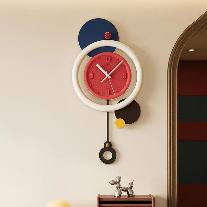 horloge murale moderne acrylique balançoire abstraite géométrique multicolore aiguille visage unique fixations