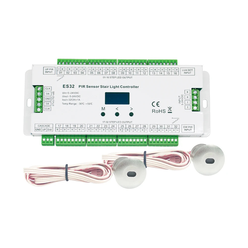 contrôleur d'éclairage escalier capteur pir 32 marches led blanc moderne 12v 768w