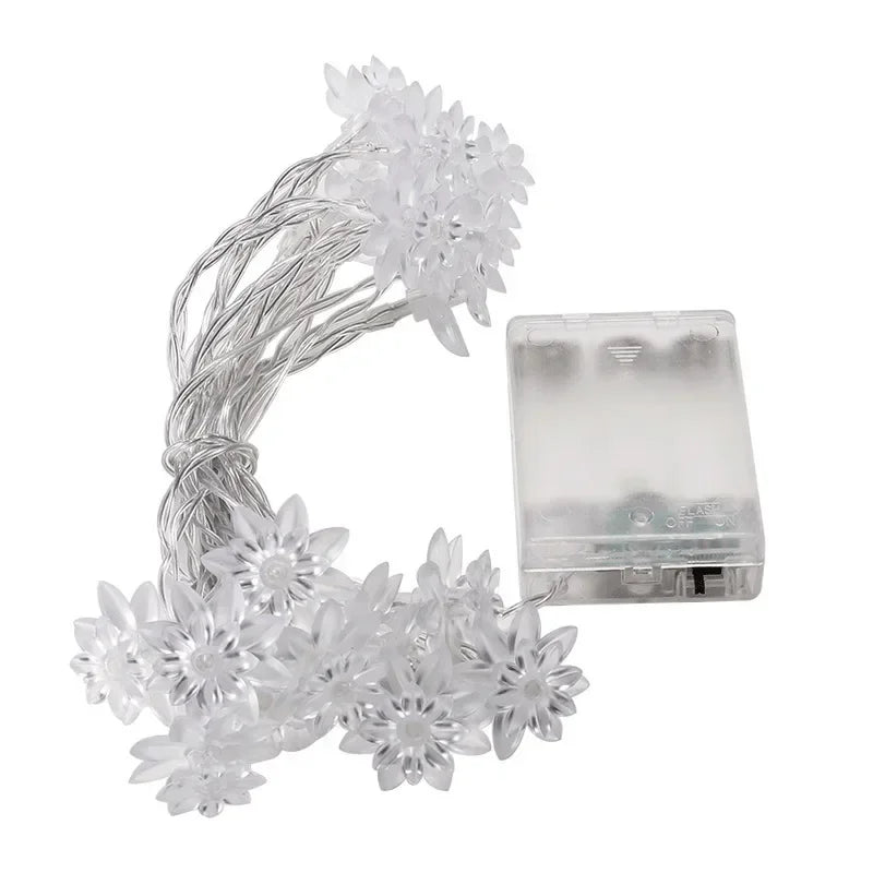 guirlande lumineuse fleurs célestes auto batterie blanc doré féerique intérieur 10m 80leds