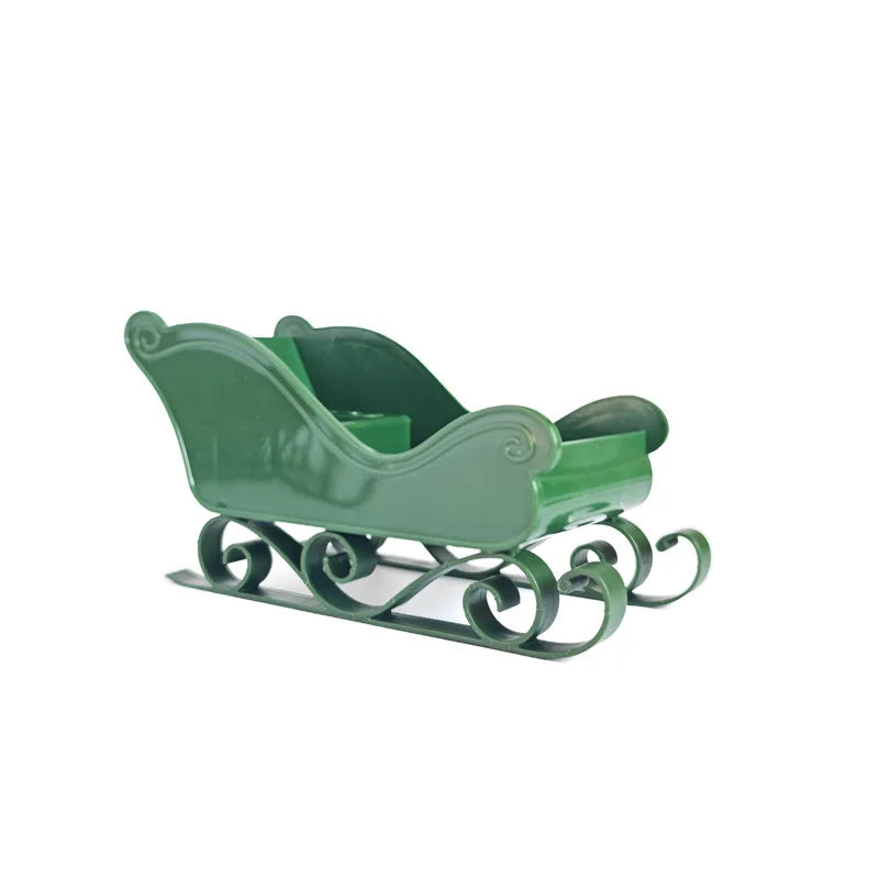 décoration noël traîneau rouge vert marron scroll moderne cadeau ornement opaque classique