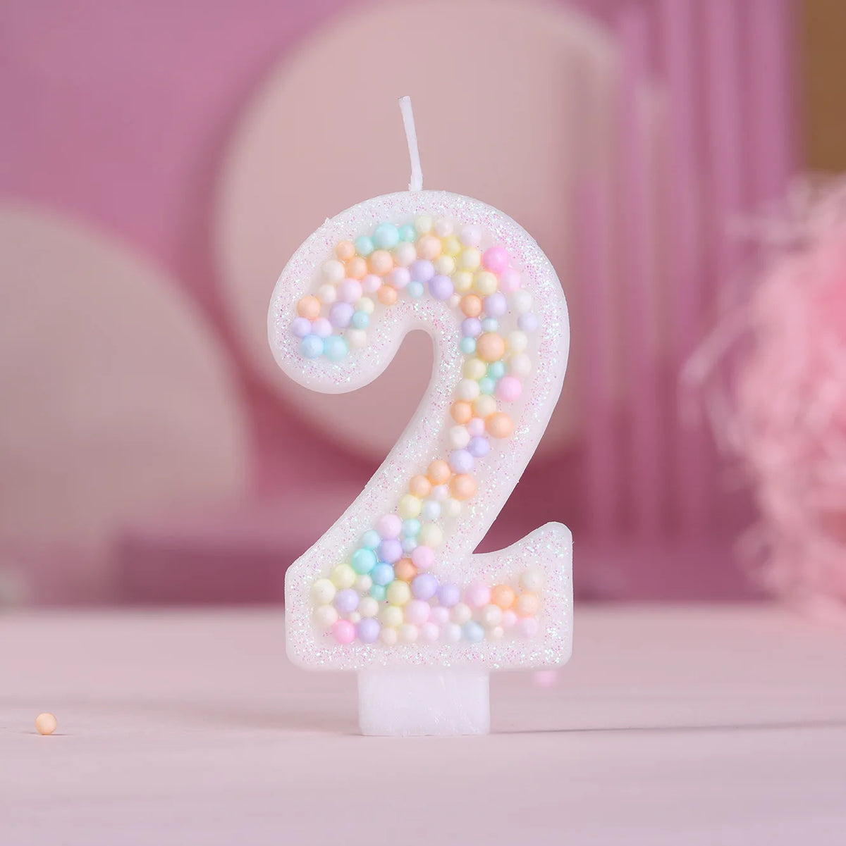 bougies chiffres anniversaire blanc pastel brillantes décoration festive box rangement