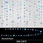 guirlande flocons neige holographique bleu argenté mariage anniversaire noël festive