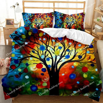 Housse de couette nature Arbre de Vie psychédélique fond gothique