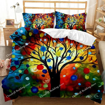 Housse de couette nature Arbre de Vie psychédélique fond gothique