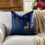 housse coussin brodée rennes noël traditionnelle décorative coton polyester gris beige vert bleu rouge
