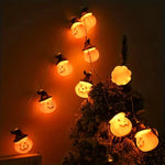 guirlande lumineuse halloween citrouilles souriant chapeaux noirs orange led piles chambre salon