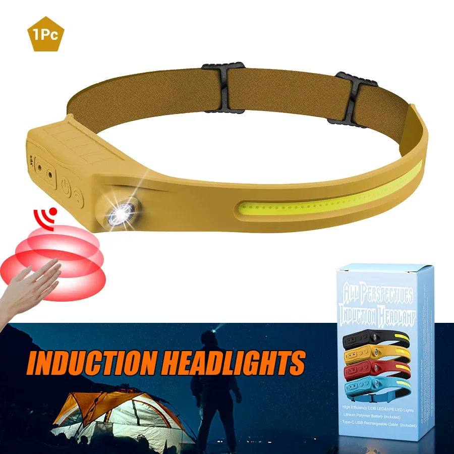 lampe frontale rechargeable led cob modes étanches noir silicone pratique