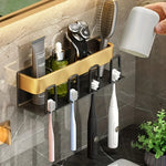 porte brosses dents adhésif moderne gris métallisé brosses lotions gels brosse toilette rasoir électrique
