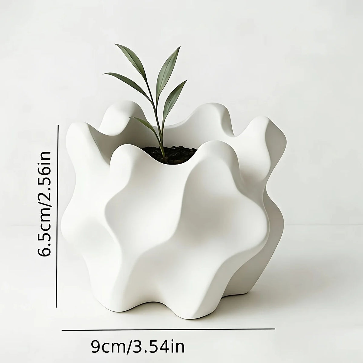 pot fleurs forme irrégulière moderne blanc texturéintérieur extérieur drainage succulentes