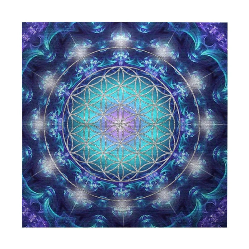 tableau géométrique mandala vert rouge bleu orange artistique abstrait imperméable polyester