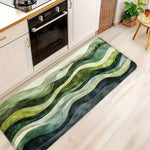 tapis moderne rayures ondulées vert gris imperméable antidérapant bain entrée cuisine exercice oriental 40x60cm