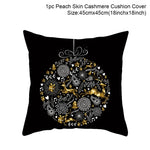 housse coussin noël motifs cerfs flocons étoiles or noir festive decoration fixations