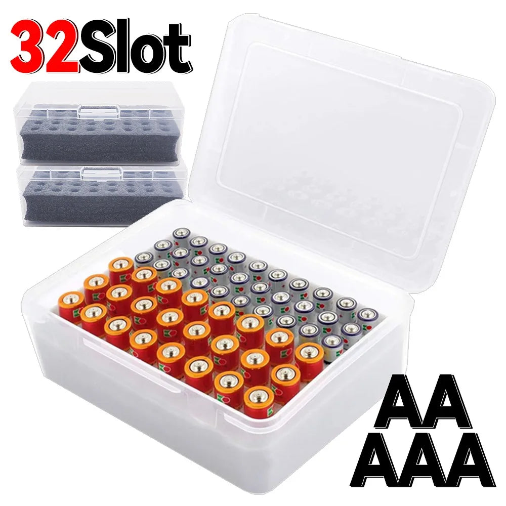 boîte rangement piles 32 slots mousse texturée transparente utilitaire