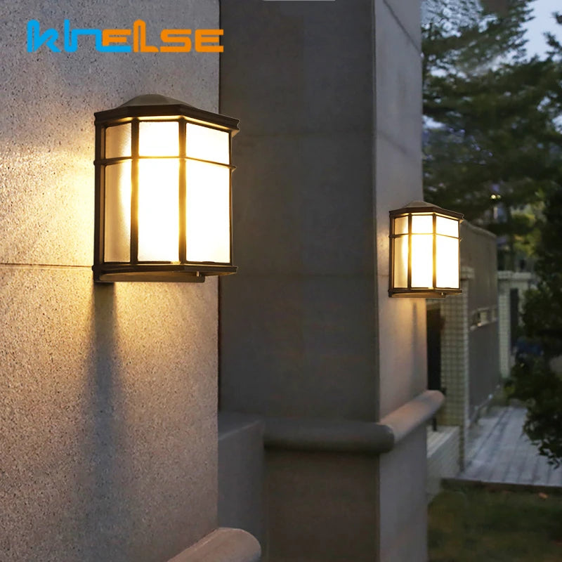 lampe murale bronze noir grille métal verre translucide vintage classiqueextérieur ip54